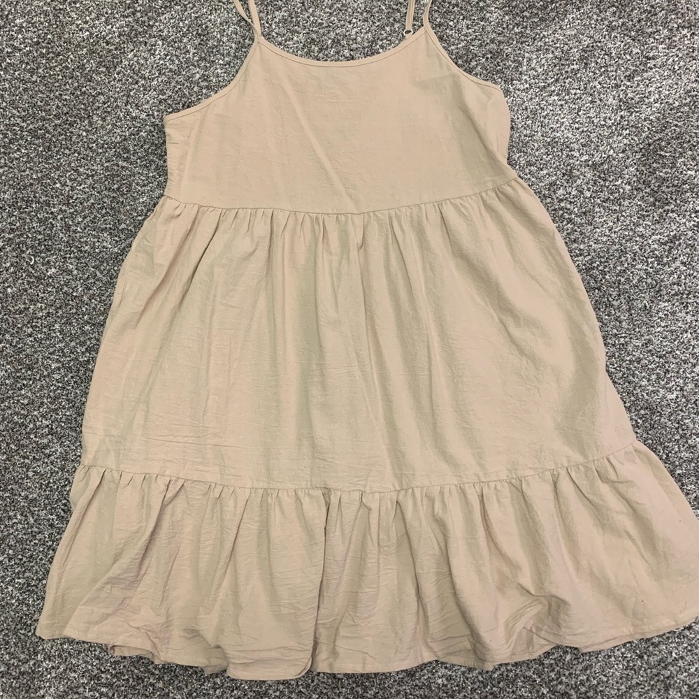 2 Shein Ruffle Cami Dresses: Cream & Ash Blue